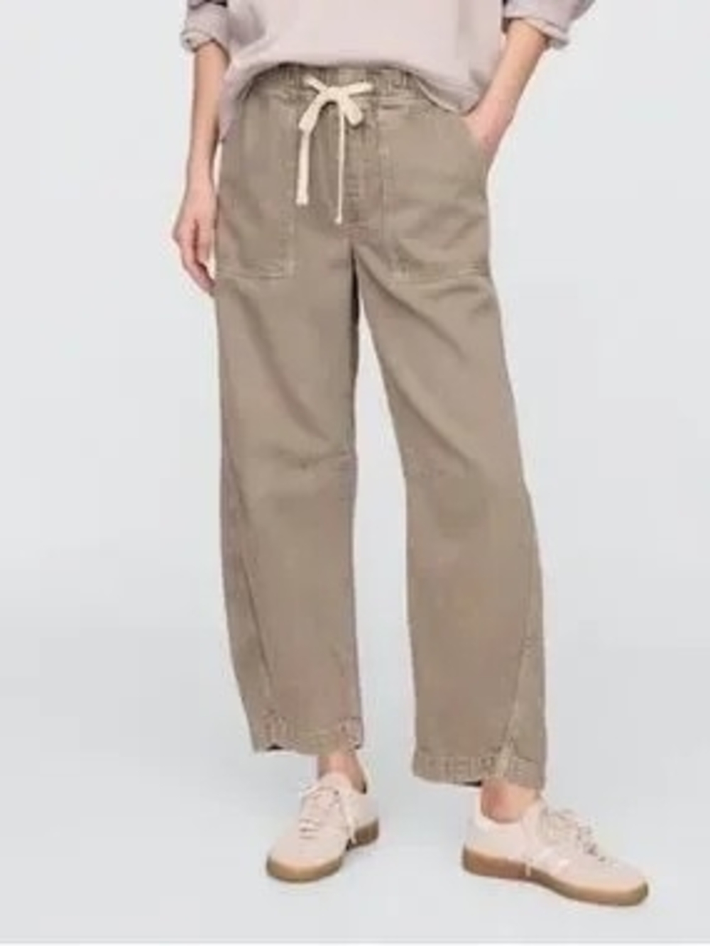 GAP Mid Rise SuperSoft Pull-On Barrel Jeans in Light Olive Sz M - Picture 13 of 15